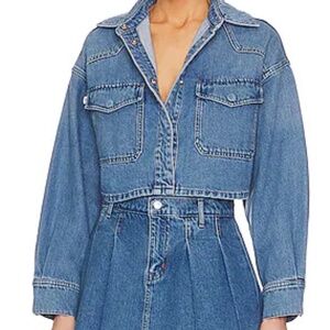 Micah Cropped Denim Shacket  LOVERS AND FRIENDS